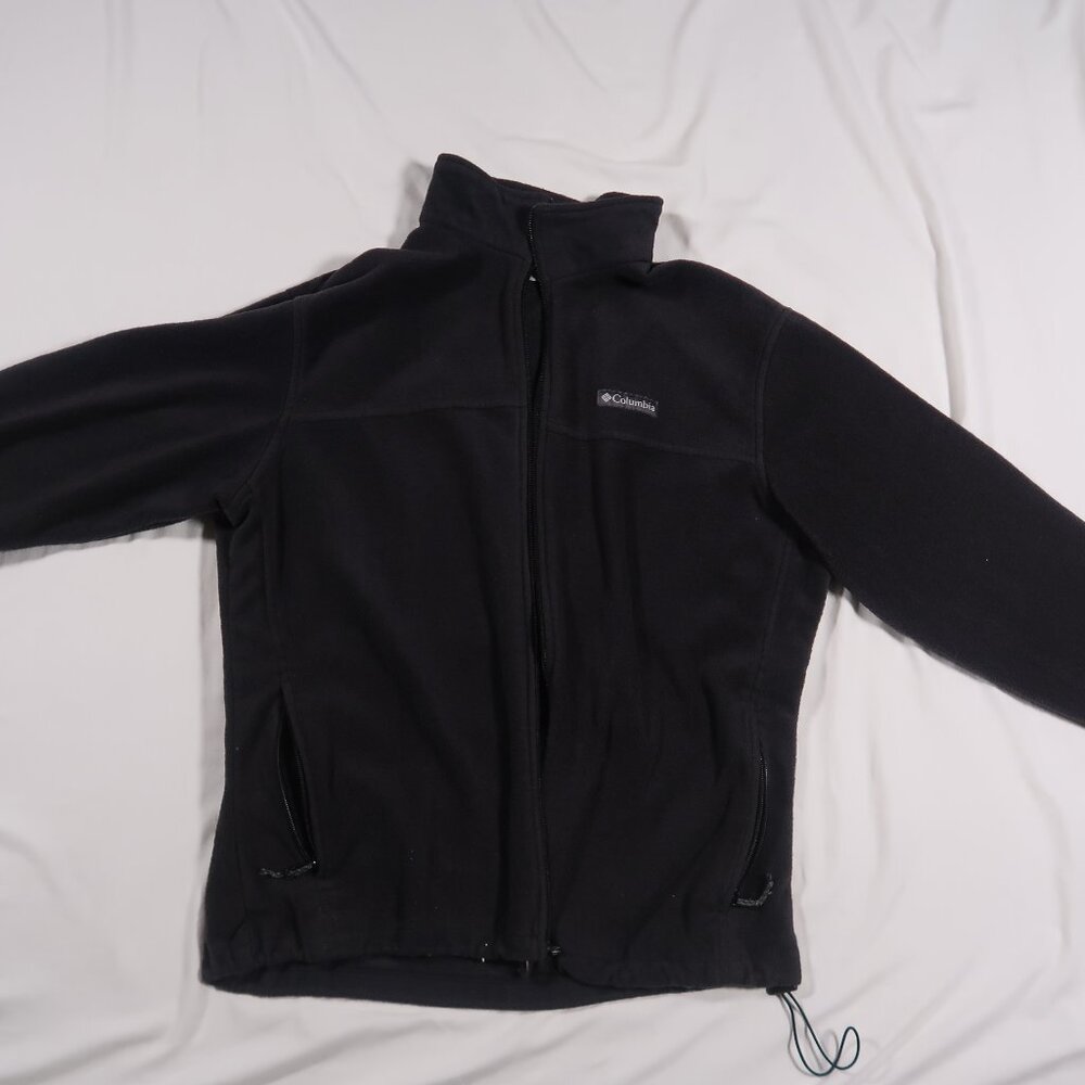 Columbia Fleece Women Jacket XL Black Full Zip AS-IS BROKEN ZIPPER Repair Neede